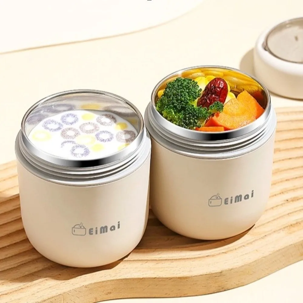 

Durable Portable Breakfast Cup 304 Stainless Steel Leak-Proof Stainless Steel Lunch Box with Spoon Sealed Food Container Student