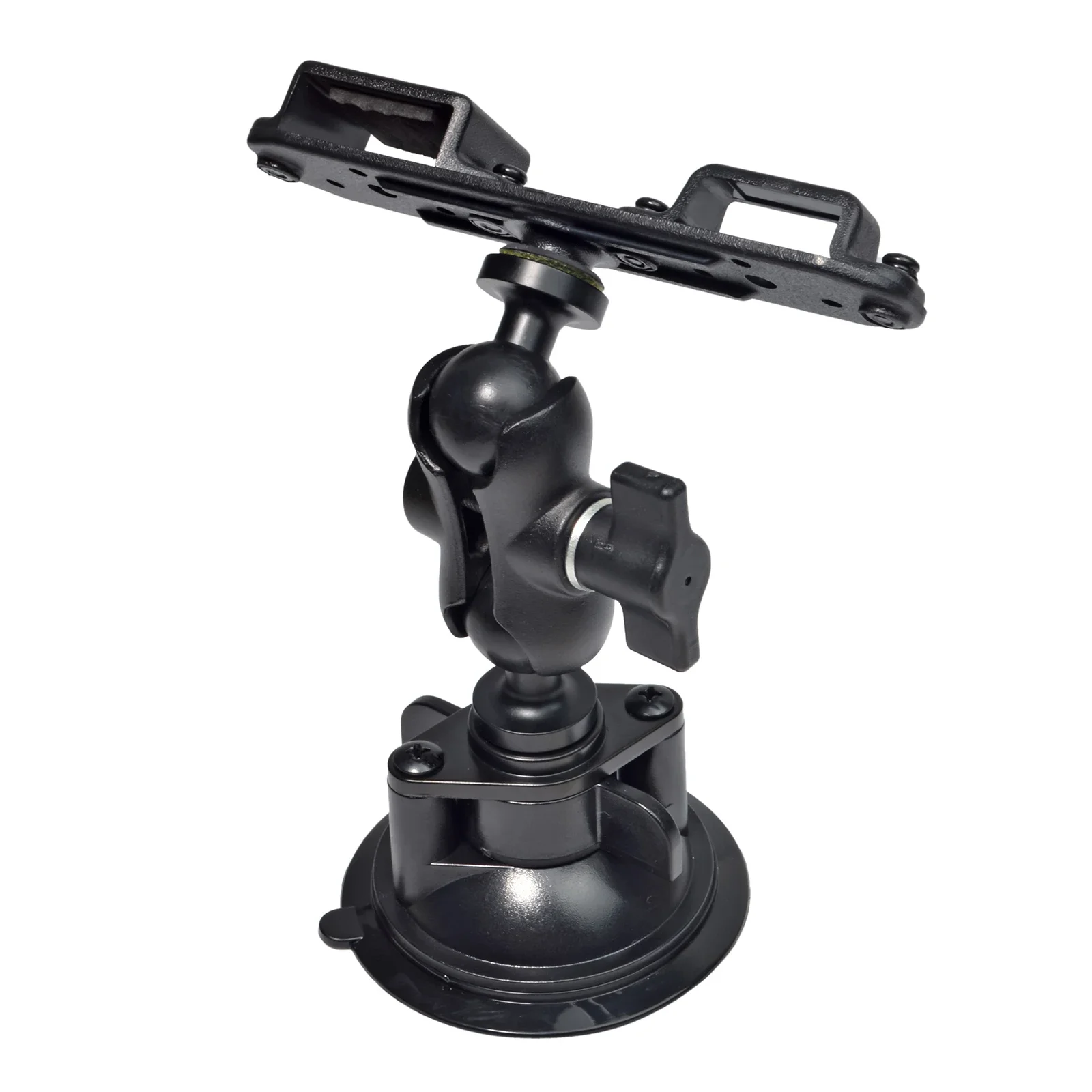 2-in-1 Walkie Talkie Car Mount&Speaker Mic Clip Holder, Handheld Two Way Radio Car Suction Cup Bracket Portable Adjustable Mount