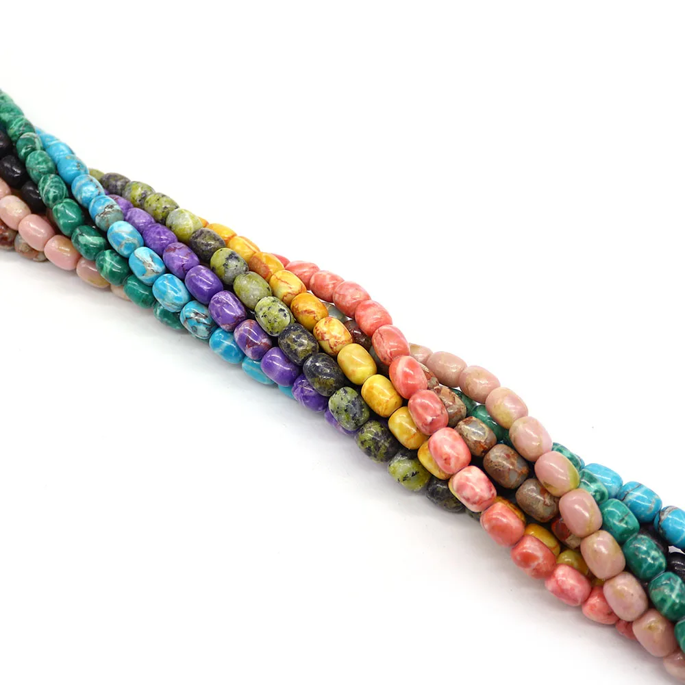 

Cylindrical Natural Emperor Stone Beads Colorful Semi-precious Stone Straight Holes Loose Bead Jewelry Accessory 1 Strand/pack