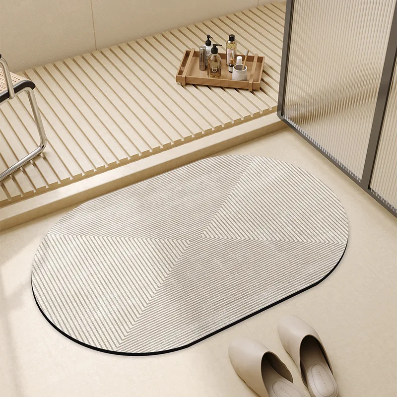 Wabi-sabi Super Absorbent Diatom Mud Bath Mats Simple Style Non-Slip Bathroom Bathtub Mat Quick-Drying Floor Mats Easy-cleaning