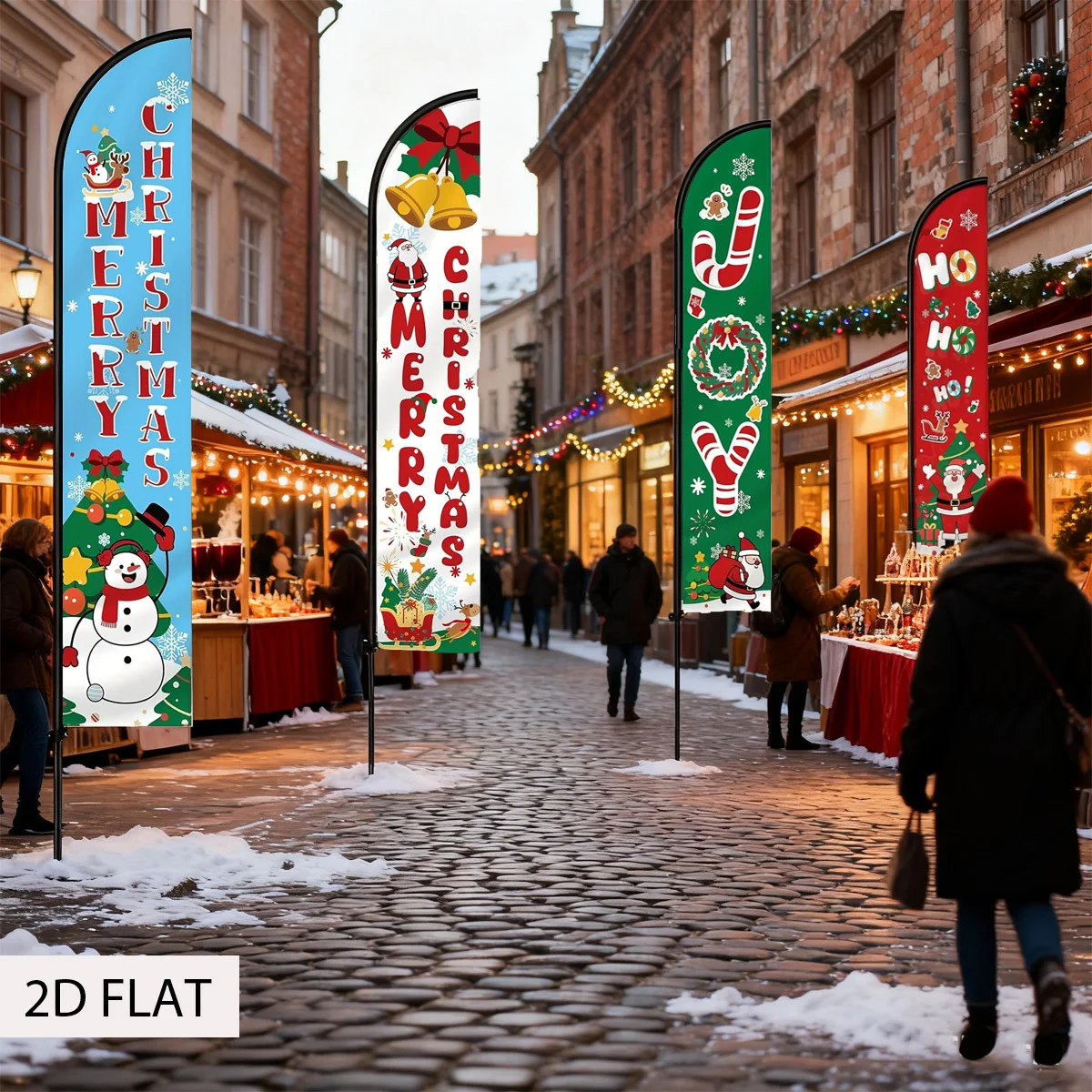 

1pc Merry Christmas Ho Ho Joy Feather Flag Banner, Durable Polyester, Versatile Merry Christmas Tree Design, Flag Only