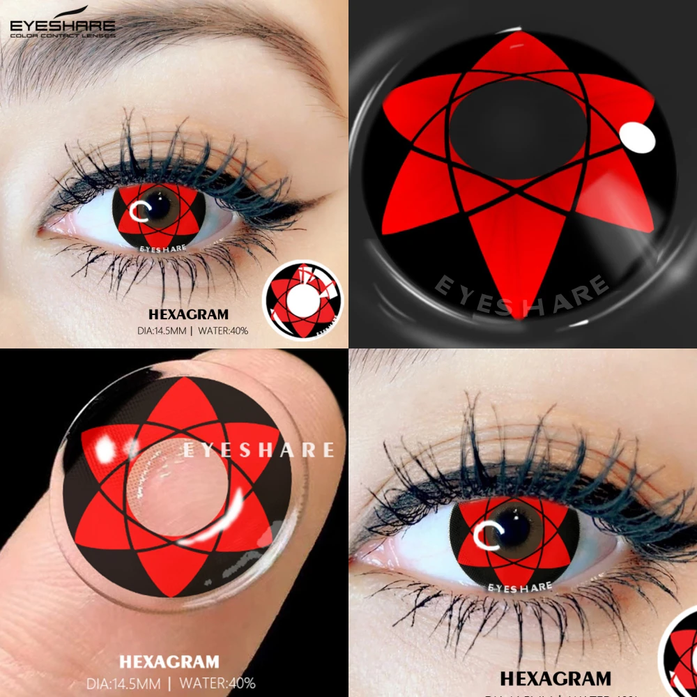 EYESHARE-lentillas Sharingan para ojos, lentes de contacto para ojos, lentillas de disfraz, Anime rojo, Hatake Kakashi, lentes de contacto de ojos