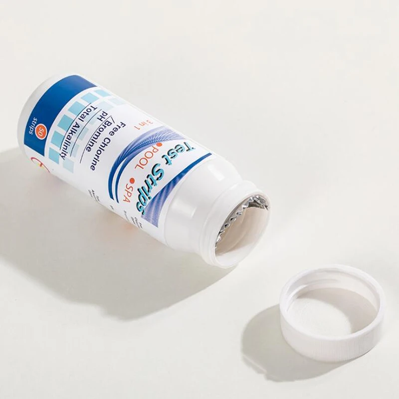 3 In 1 Chlorine PH Test Strips - 50 Strips Multipurpose Water Tester for SPA Swimming Pool Hardness PH Value Detection Tool