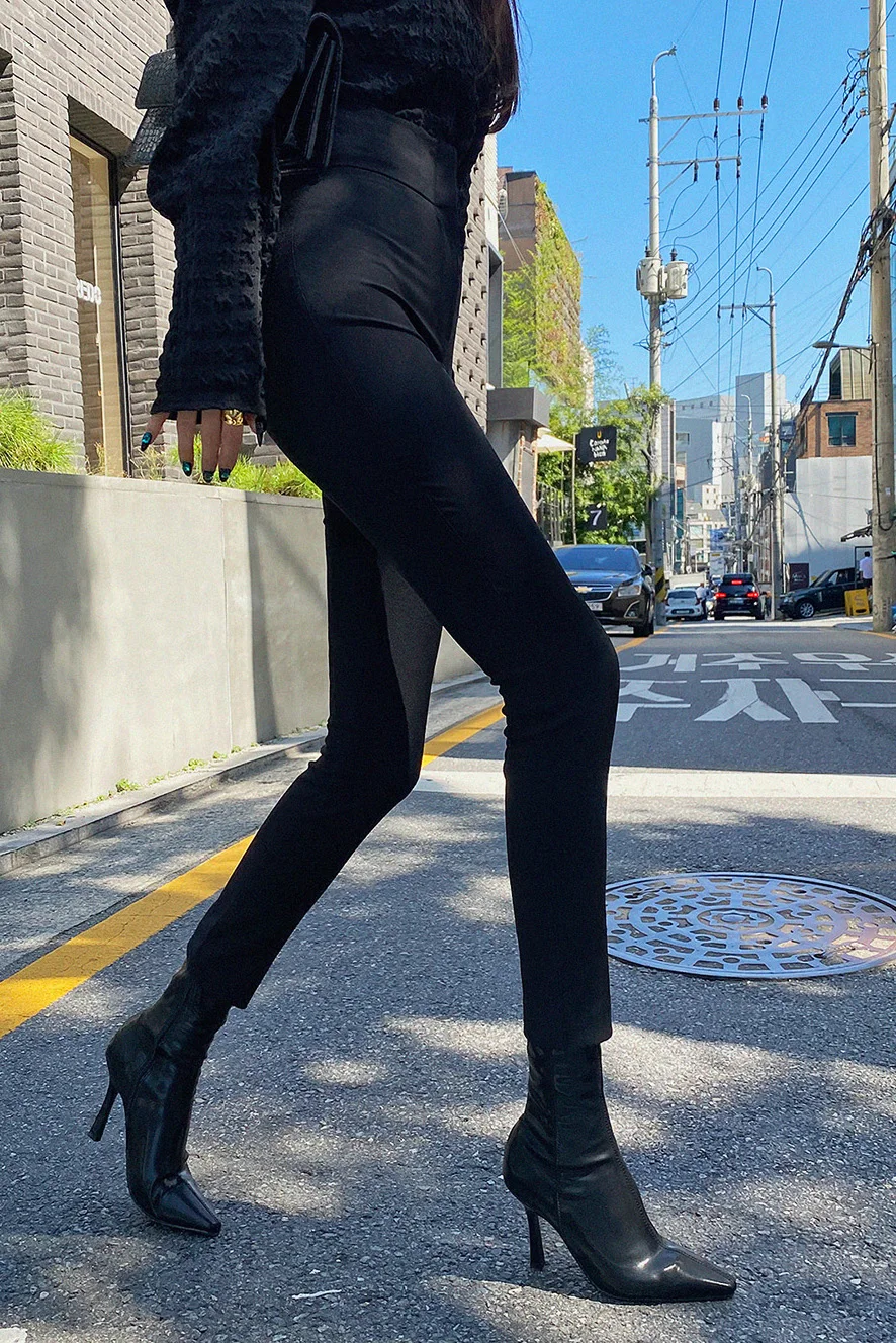 South korea Dongdaemun 2024 Early Autumn New Elastic Black Skinny Pants Women High Waist Slim fit Slimming Versatile Long Pants