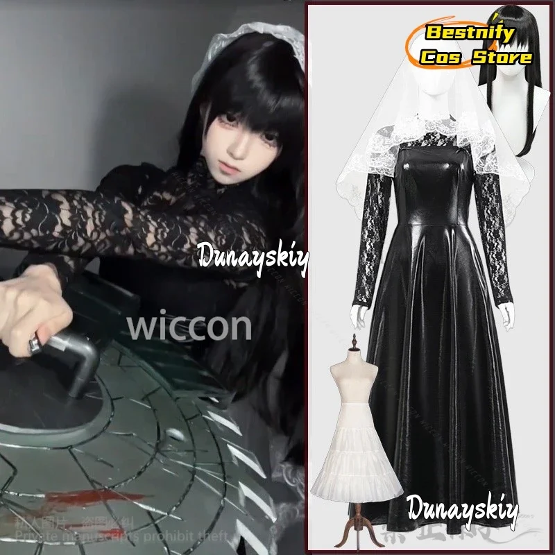 КосплейНовый аниме Сакамото Days Косплей Костюм Осараги Парик Черный PU Готическое платье Парики Лолиты для Хэллоуина Рождественская вечеринка Customi