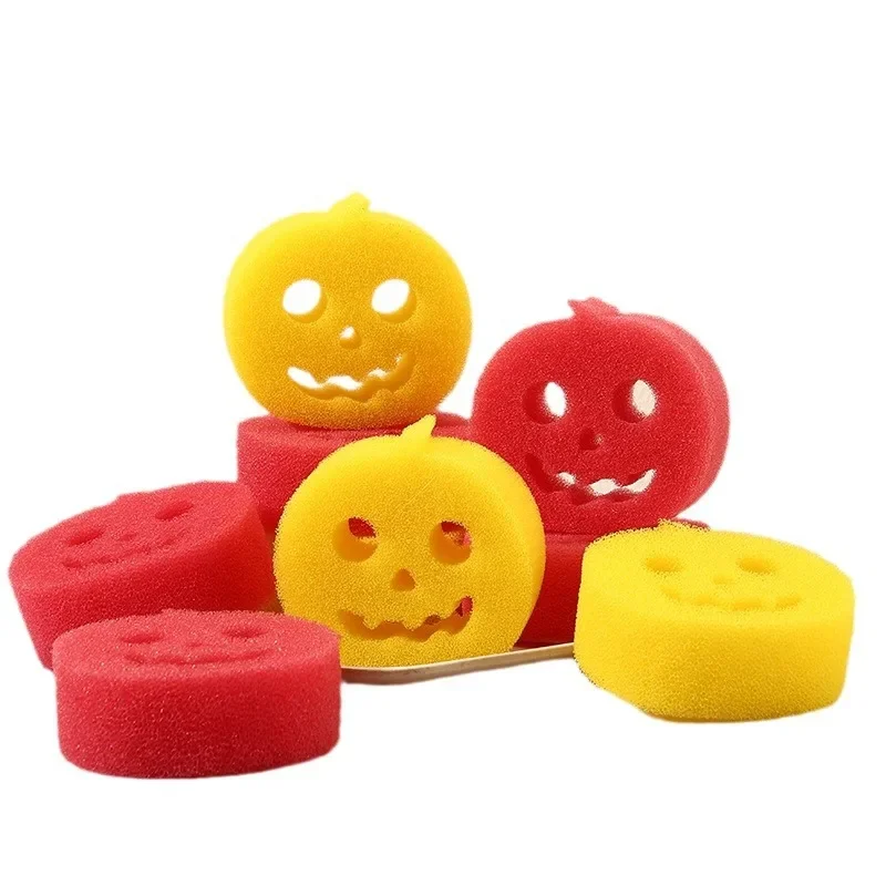 

6pcs Halloween Face Pumpkin Magic Cleaning Brush spongen Like Octopus Kitchen Cleaning Tools Dishwashing Cotton Scratch Free