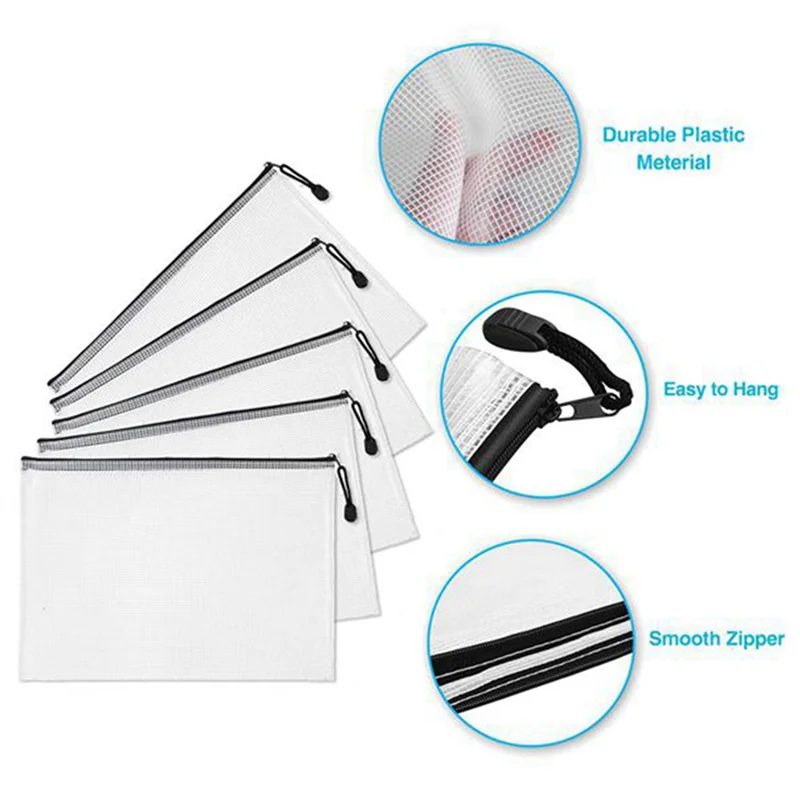 

Compact 36 Pcs Zipper File Bag A4 Zipper Mesh Bag Board Game Storage Bag PVC File Bag Office Supplies Storage Bag (34Cmx24cm)