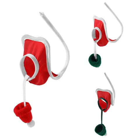 Mens Funny Christmas Underwear Gag Gift Hollow Out Open Crotch C-strings with Mini Hats Contrast Color Mini Thongs Underpants