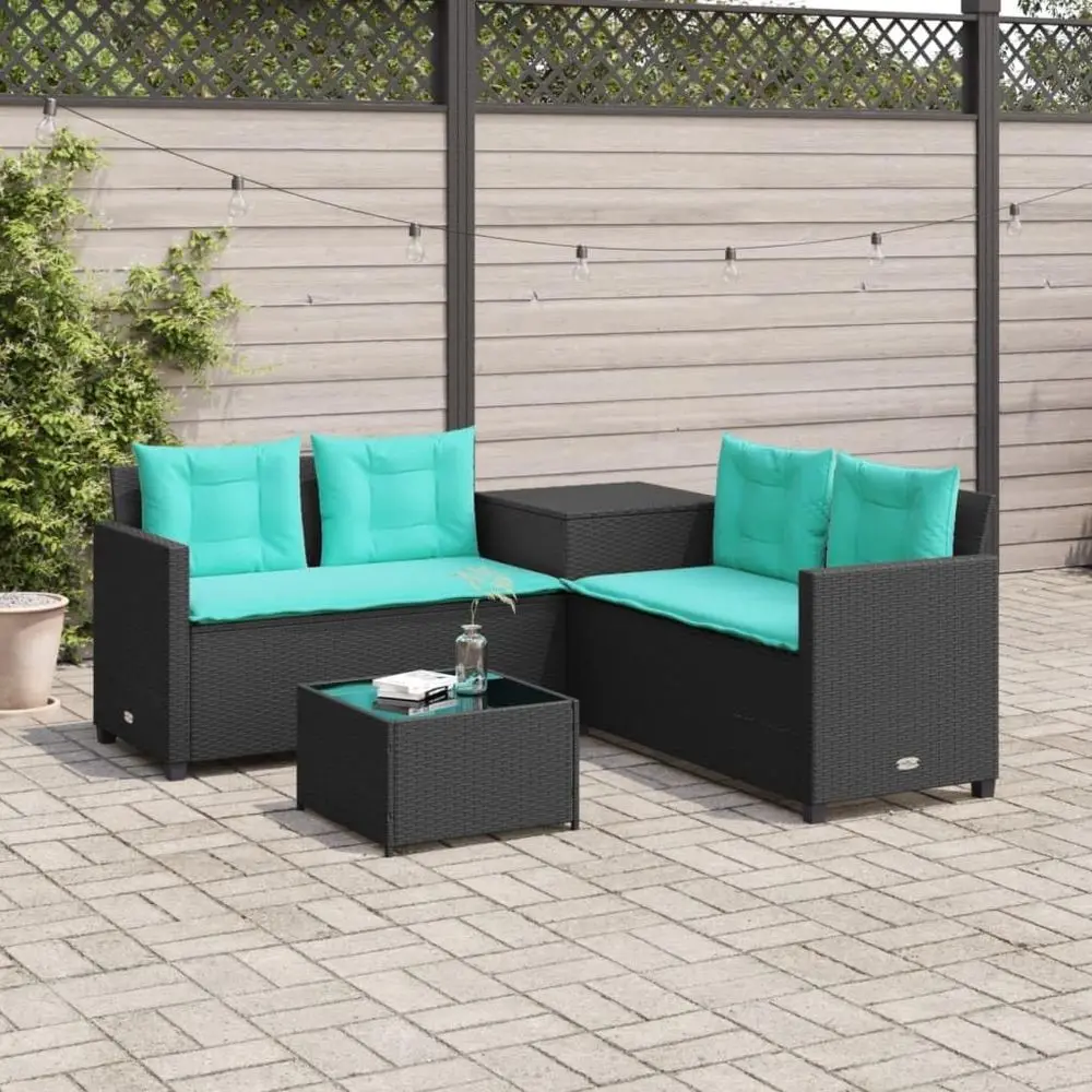 

4-Piece L-Shaped Outdoor Patio Furniture Set with Tempered Glass Table, PE Rattan Sofa Couch, Ideal for Garden, Backyard, Balcon