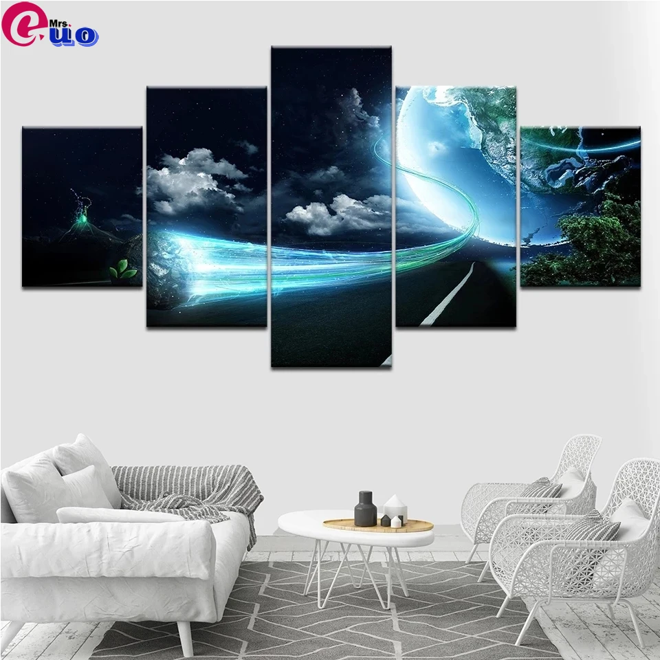 diy diamond Painting 5 Pieces fantasy Cosmic Planet Vortex Light Meteorite Picture Abstract landscape Wall Art mosaic embroidery