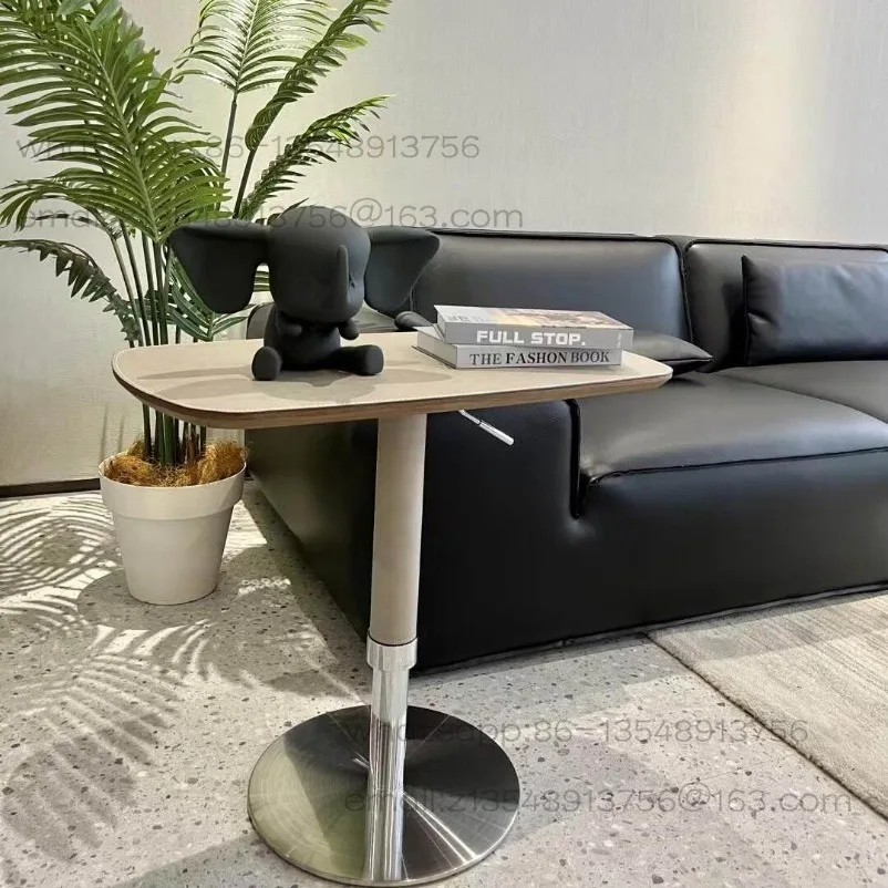Lifting edge table rotatable sofa small coffee table living room home light luxury high-end saddle leather corner table