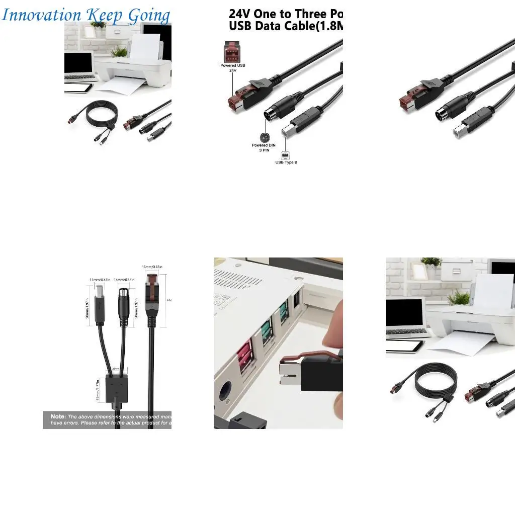

E65C 24V Powered USB to 3Pin Power Din Male USB2.0 B Male Cable Line For Barcode