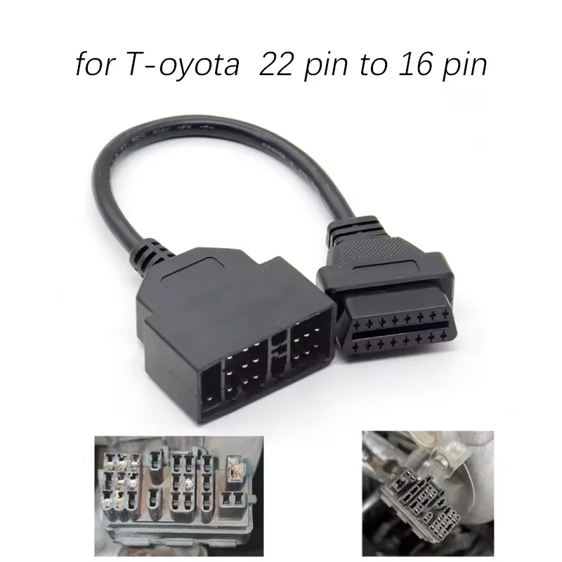 For T-oyota 22Pin OBD Connector OBD2 Diagnostic Cable 22 Pin to 16 Pin OBDII Adapter for  Interface Scan Diagnostic Tools
