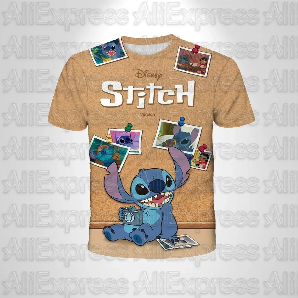 MOTO Anime Stitch Cartoon MensT-셔츠 귀여운 코스프레 옷 아동용 티셔츠 소년 소녀 캐주얼 반팔 여름 통기성