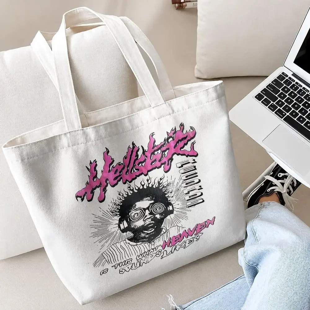 H-HellstarS Storage Bags 2PC Canvas Tote Bag Set with Zipper Handbags Makeup Pouch Set Travel Bag