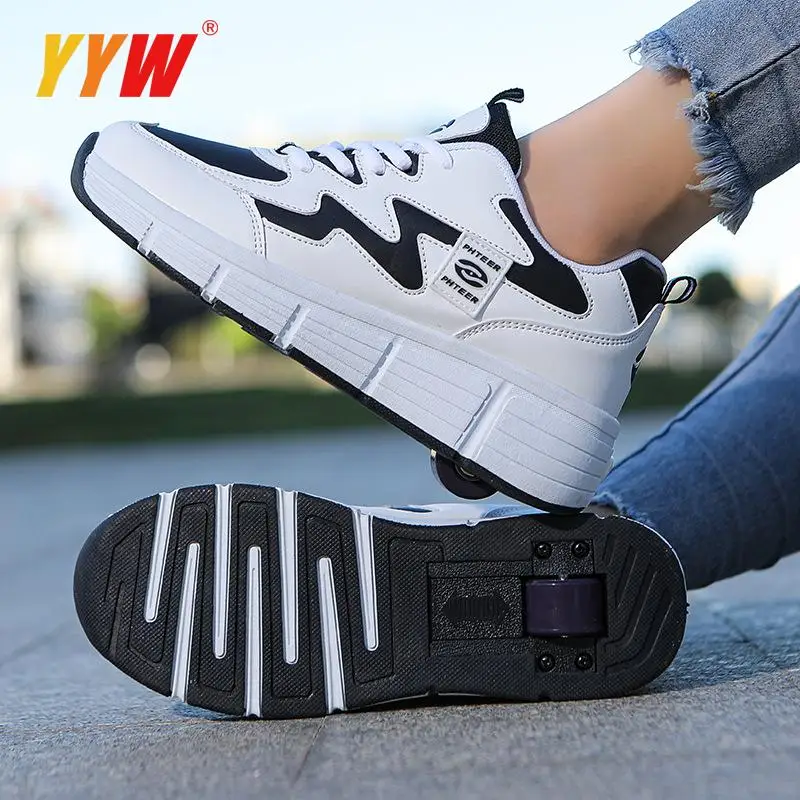 

Children Boy Girl Roller Skating Wheel Sneaker Shoe for Boys Girls Kids Tennis Skate Sneakers Shoes with Double Two Wheels