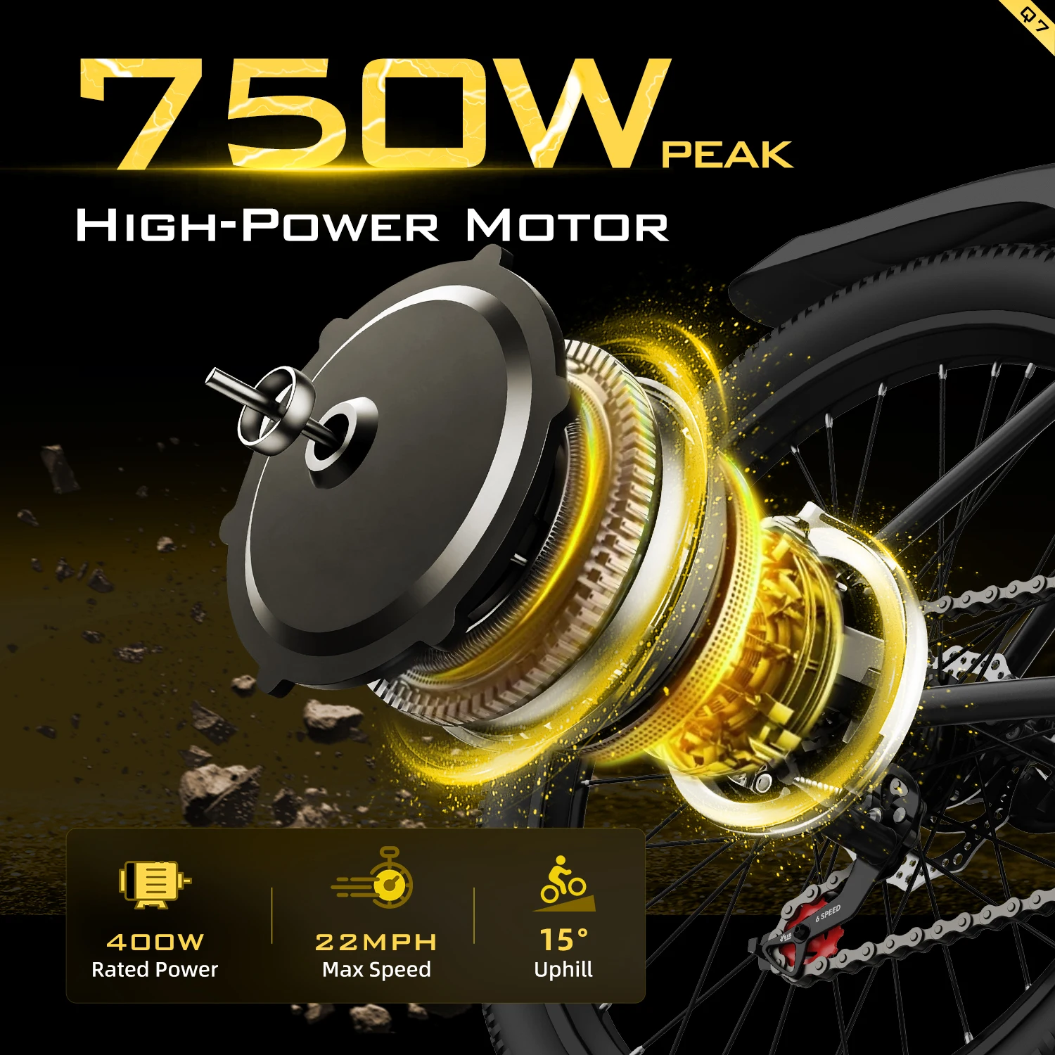 دراجة كهربائية مقاس 26 بوصة للبالغين، دراجة جبلية بمحرك ذروة 750 وات، 22 ميجا في الساعة حتى 45 ميلًا، 7 سرعات، بطارية قابلة للإزالة، دراجة إلكترونية للركاب