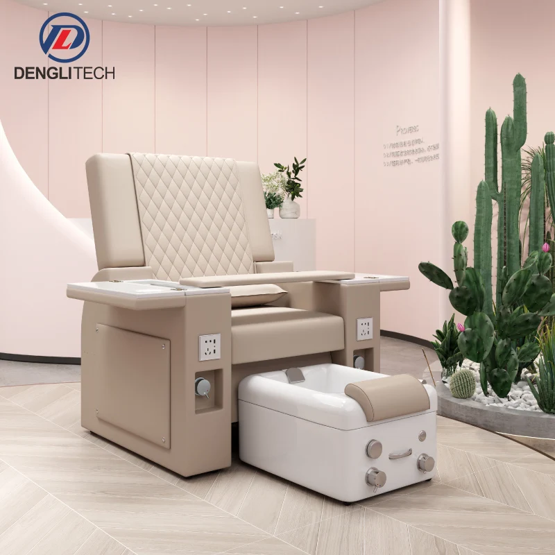 Silla de pedicura eléctrica de nuevo diseño, sillón reclinable de masaje con lavabo de cerámica con función de luz, sofá de masaje para pedicura para salón de uñas