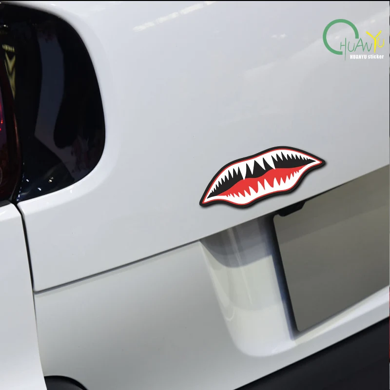 Shark Mouth Unique Creative Scratch Covering Decorative Car Motorcycle Sticker Waterproof Reflective