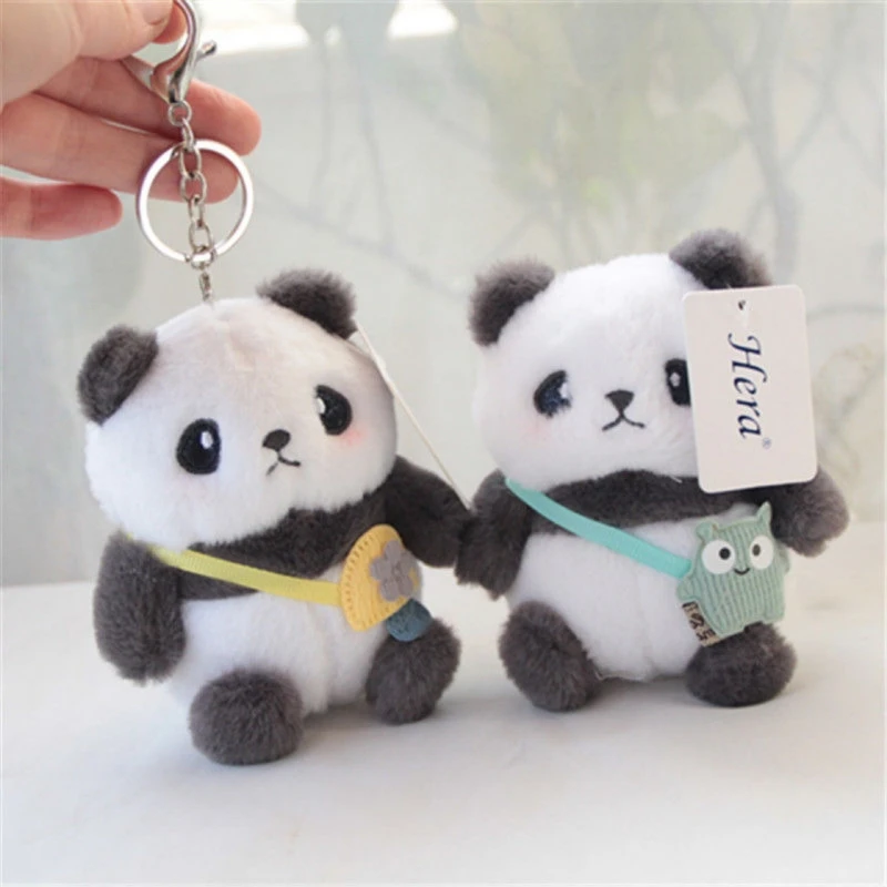 New Cartoon Plush Panda Keychain Student Schoolbag Pendant Satchel Panda Bag Doll Assembly Decoration Cute Keychain