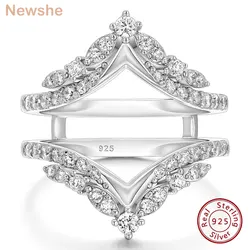 Newshe Solid 925 Sterling Silver Vintage Ring Enhancers for Women Engagement Rings Luxury Wedding Jewelry