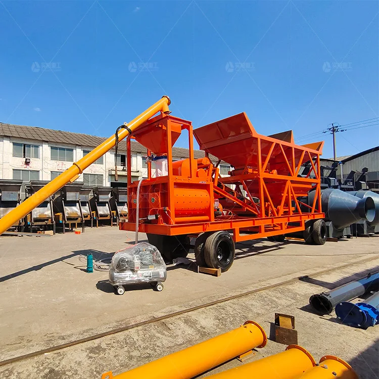 Mini Mobile High Efficiency Electric Engine Concrete Batching Plant PLC Motor Capacity High 11KW 1 Year