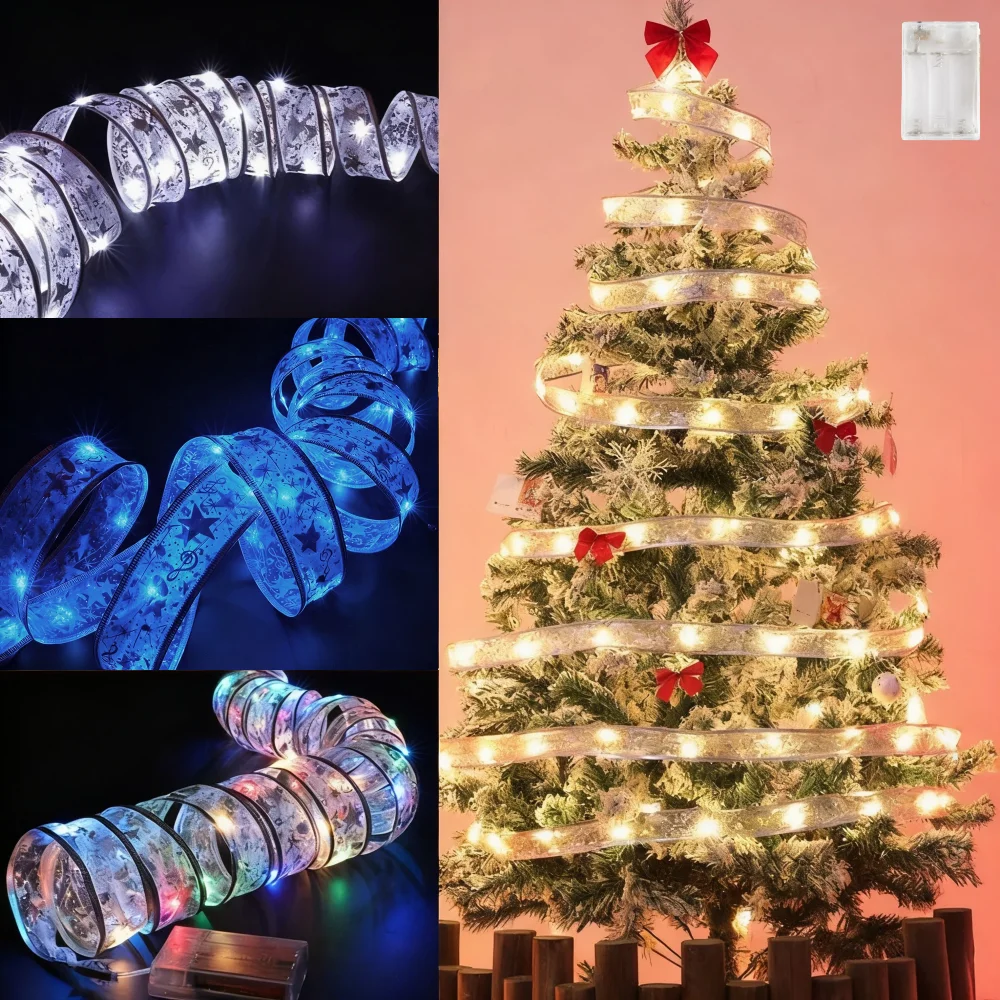1 guirnalda de luces de cinta de encaje, 4M 40 LEDs cinta de luz alimentada por batería para decoración de fiesta en casa (batería no incluida)