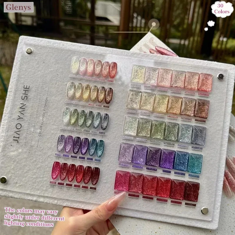 Glenys 30-Farben-Nagellackkleber mit Farbkarte, helles und schönes Netzrot, beliebtes unverzichtbares Nail-Art-Lackset für Nagelstudios