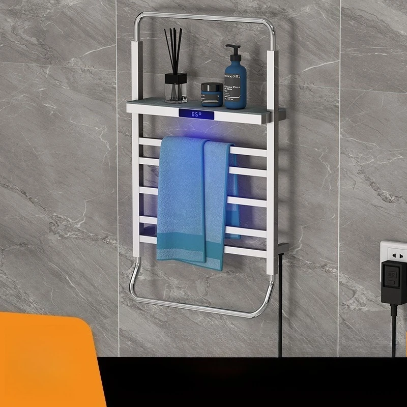 Smart Electric Towel Heater, 3-in-1 Bathroom Drying Rack, Towel Storage Shelf, Wall-Mounted Organizer