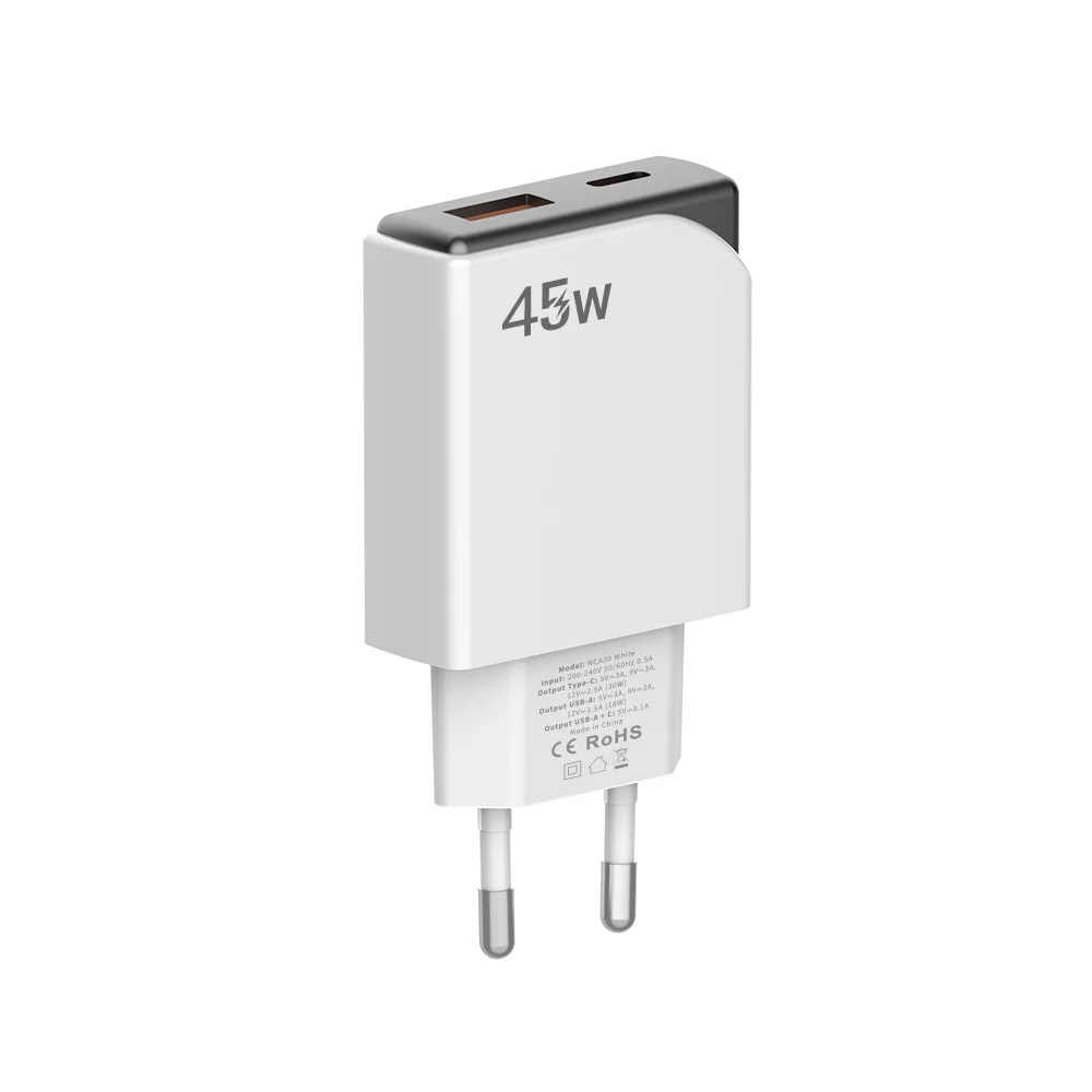 Galliumnitrid 45W PD Schnellladegerät: Ultraflach, Tragbar, Platzsparend, Kompatibel mit Apple, Android-Handys, Laptops, Tablets