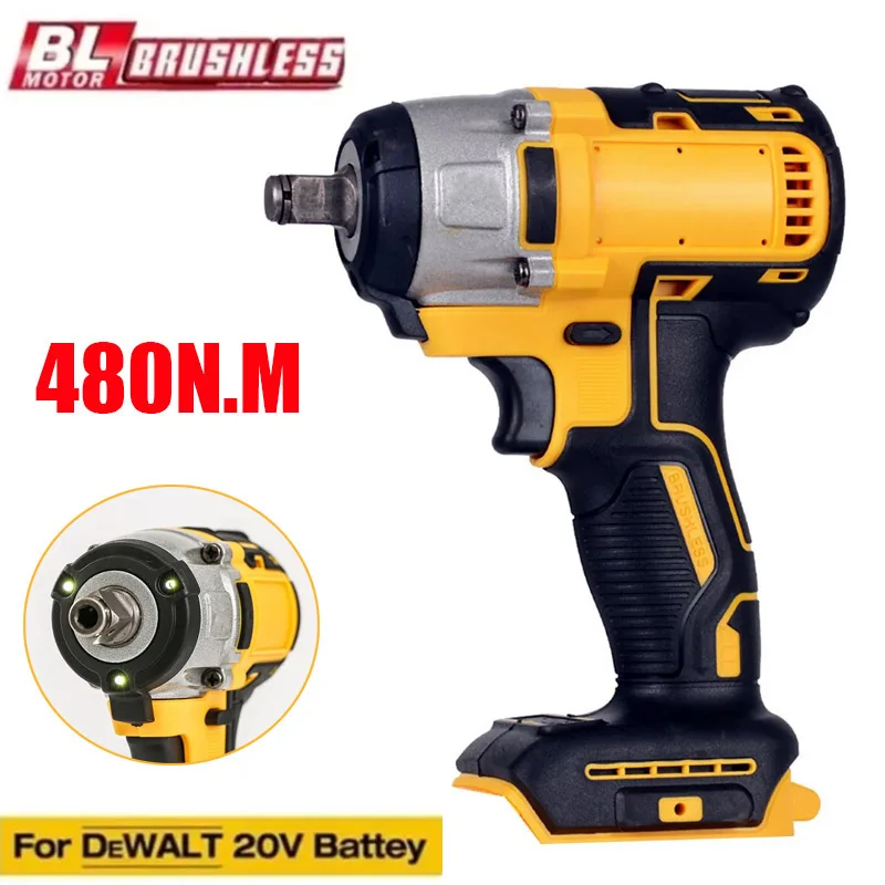 

480N.m Brushless Impact Wrench Cordless Electric Driver 2 Gears Power Tools for Dewalt 20V Battery