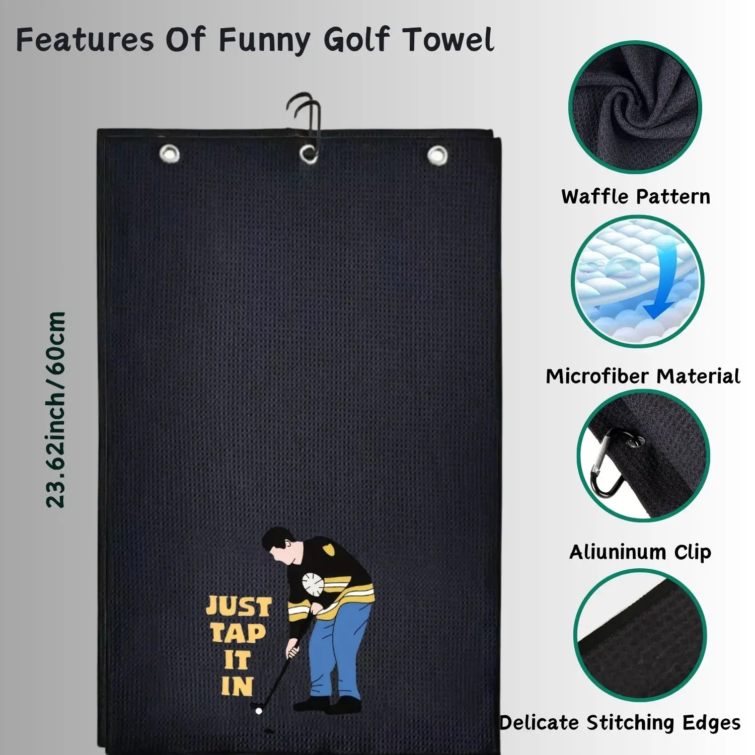 Happy Gilmore Golf Towel Large Size Super Absorbent QuickDry for Quick Cleaning Machine Washable Fits Any Golf Bag ，Gift For Dad