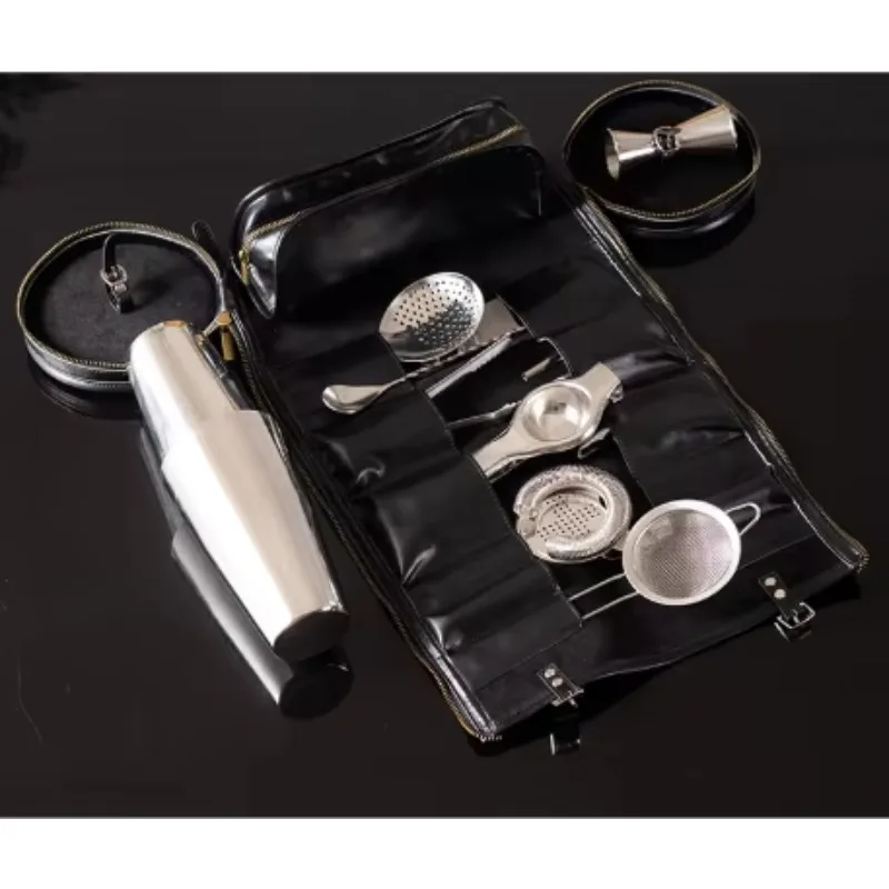12Pcs Stainless Steel Cocktail Shaker Bar Tools Set Portable Travel Barware Kit Bartending Training Bar Pub Holiday Gift Present