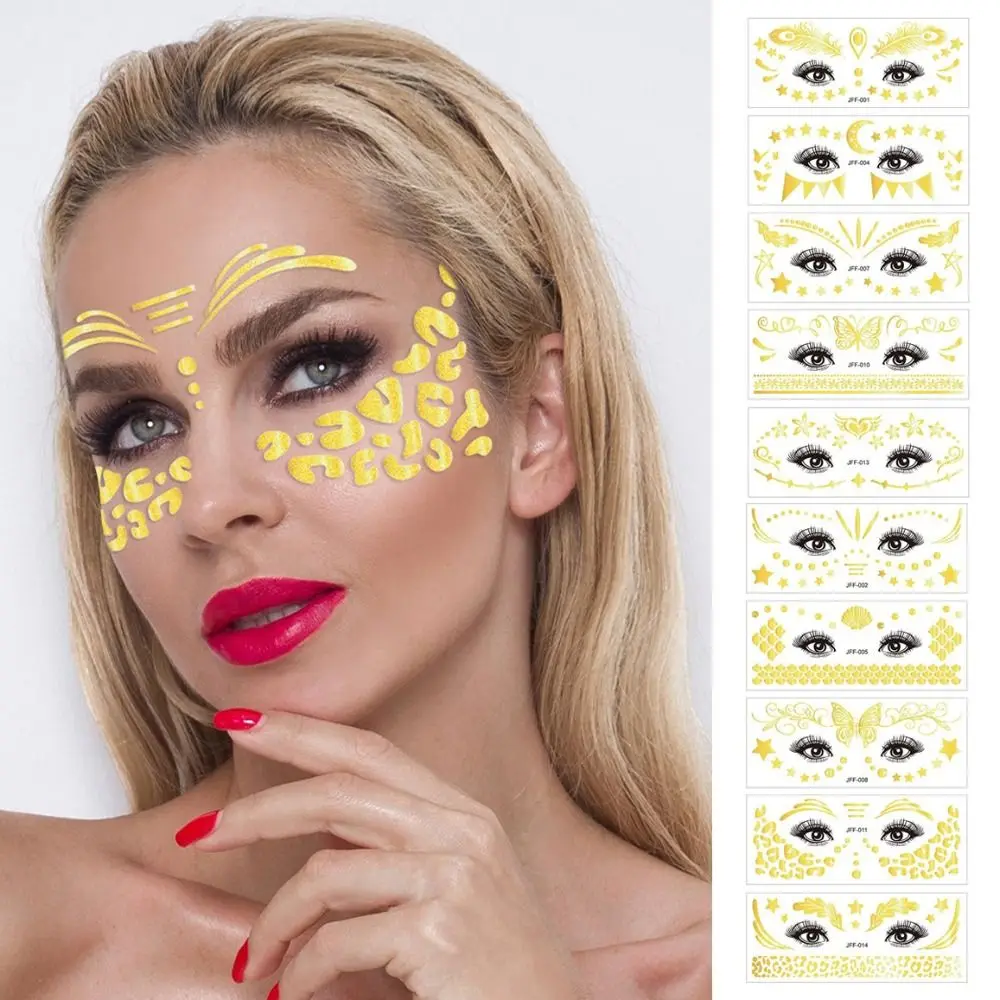 Glitter Stickers Face Waterproof Makeup Gold Temporary Freckle Sparkles Face Decoration Bright Face Art