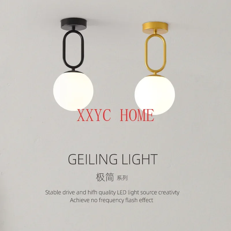 

Modern Glass Ceiling Lamp Nordic Black Gold LED Ceiling Lights Highquality Glass Lamps Hallway Bedroom Bedside Lighting Fixtures