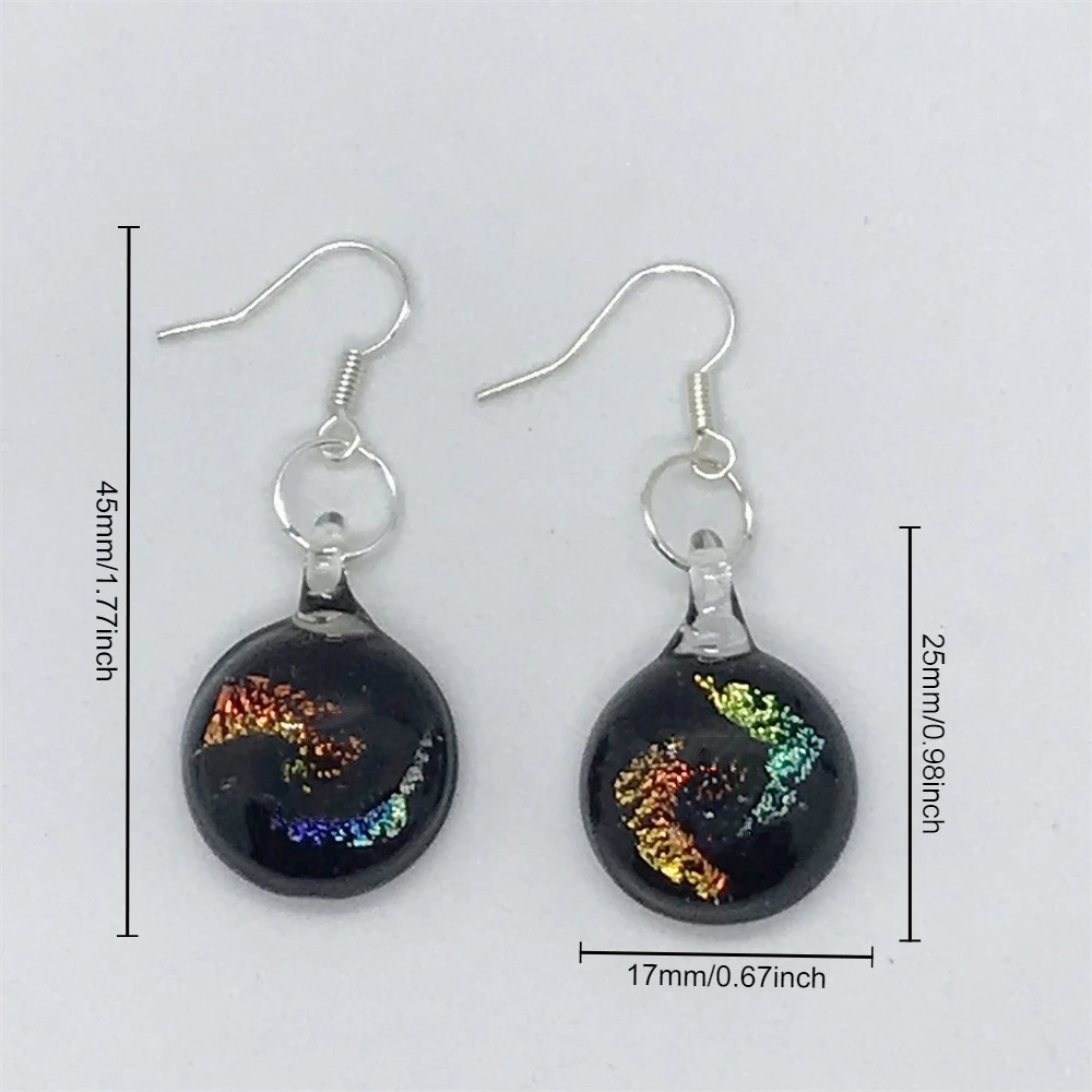 Handmade Murano Lampwork Double Color Glazed Drop Shaped Glass Earrings For Women Wedding Jewelry Party Love Gift