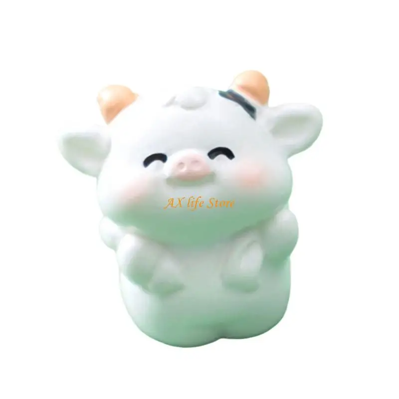 

J2HA Creative Cow Figurine Decors Animal Collectible Figurines Funny Cow Resin Crafts
