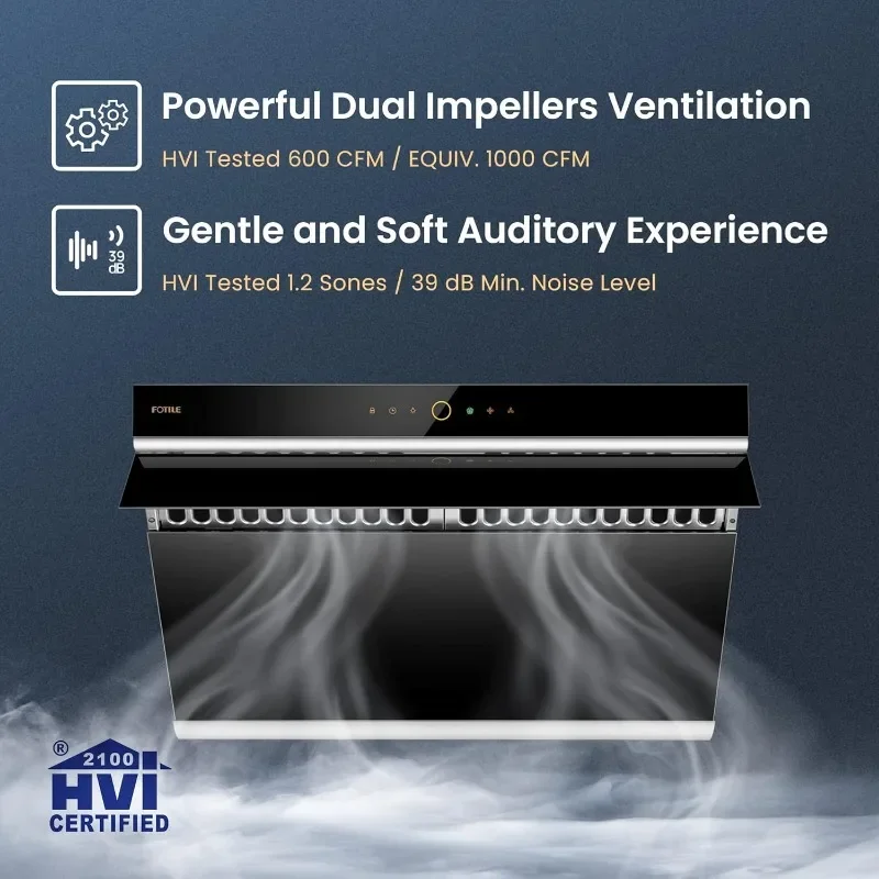 FOTILE JQG7505 30” Under-Cabinet or Wall-Mount Range Hood | Dual DC-Motor | Slant Vent Design | Hands Free On