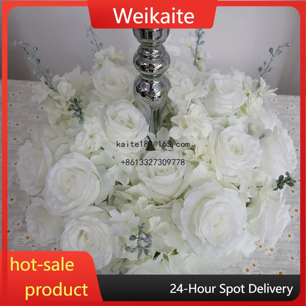

Artificial White Rose Floral Garland Flower Arrangement Decorative Flowers Wreath Wedding Table Centerpiece Candlestick Decor