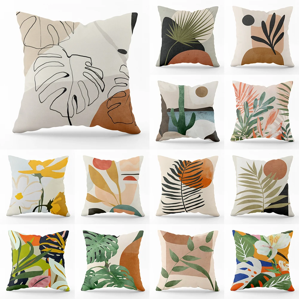 Abstract Plant Print Pattern Square Cushion Pillowcase For Home Living Room Sofa Bedroom Decoration Throw Pillow
