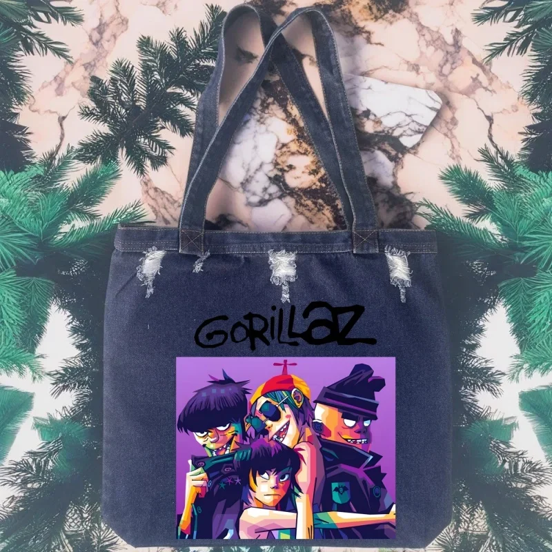 

Gorillaz Rock Modern Music Graffiti Vintage Denim Shoulder Crossbody Bags for Girls School Casual Large Capacity Shoulder Bags
