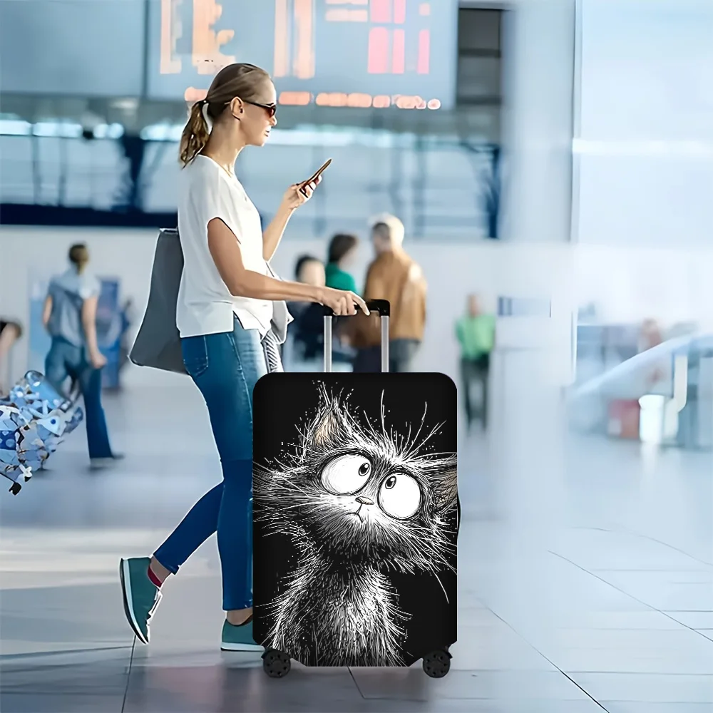 

1PC Kitten Illustrated Printed Luggage Cover for luggage sizes 18 – 32 inches; stylish and resilient travel accessory to effe