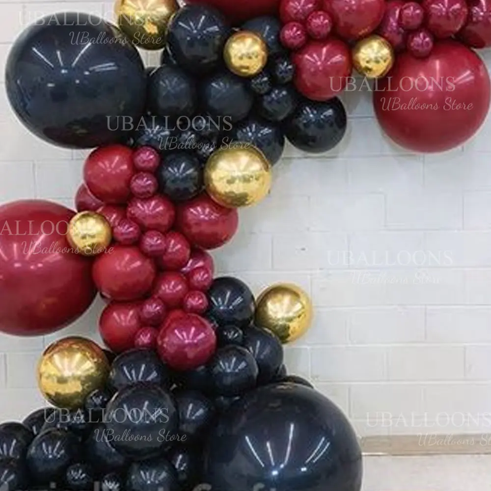 Burgunderrote Roségold-Luftballons, Bogen-Set, Metallic-Gold, Weiß, Burgunder-Luftballons, Girlande für Geburtstag, Hochzeit, Baby, Brautparty, Dekoration – Detail 18