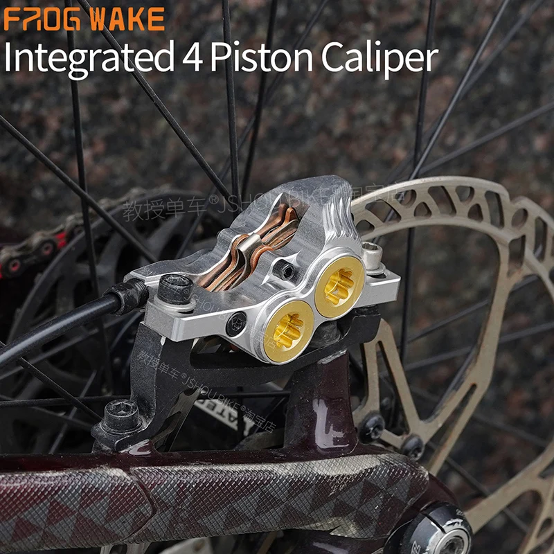 FROG WAKE FV4 4-piston hydraulic disc brake kit Split type aluminum inline radial Front /rear brake Grey/Silver/black bike part