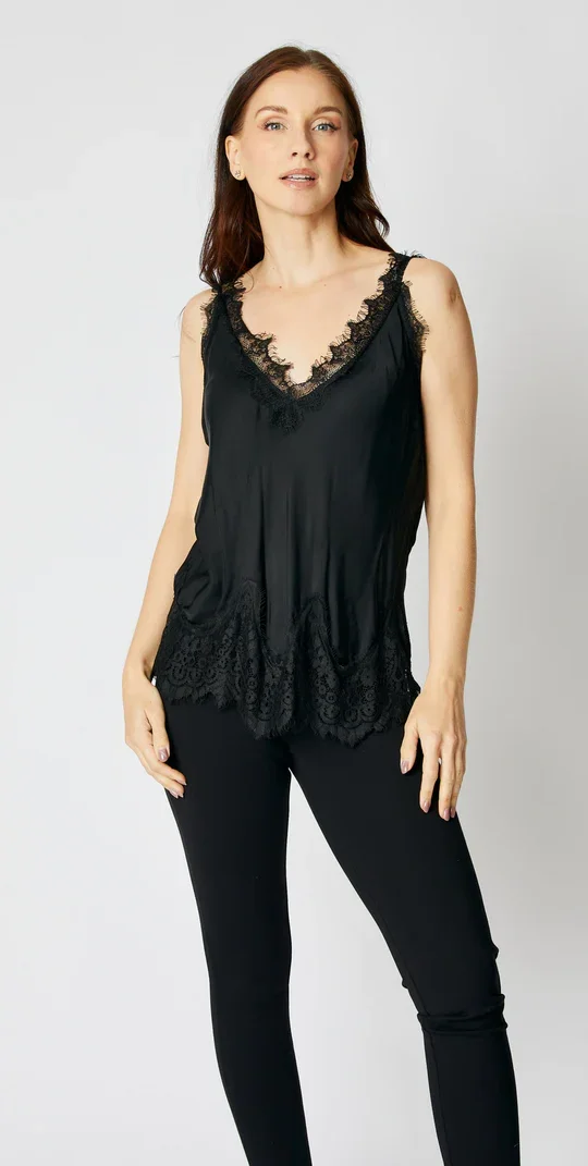 Camisetas sin mangas con ribete de encaje para mujer, camisetas de color sólido sin mangas con cuello en V, camisas holgadas