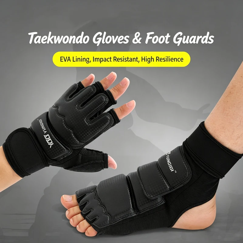 Taekwondo Gloves Foot Guards EVA Padded Protective Gear PU Leather Hand and Foot Protection for Martial Arts Kickboxing Training view 2