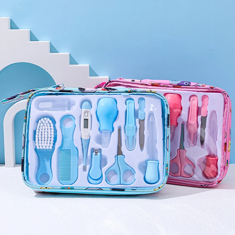 10pcs/set Baby Care Kit Nose Cleaner Safety Tools for Newborn Hygiene Kits Grooming Set Nail Hair Clipper Scissor Comb