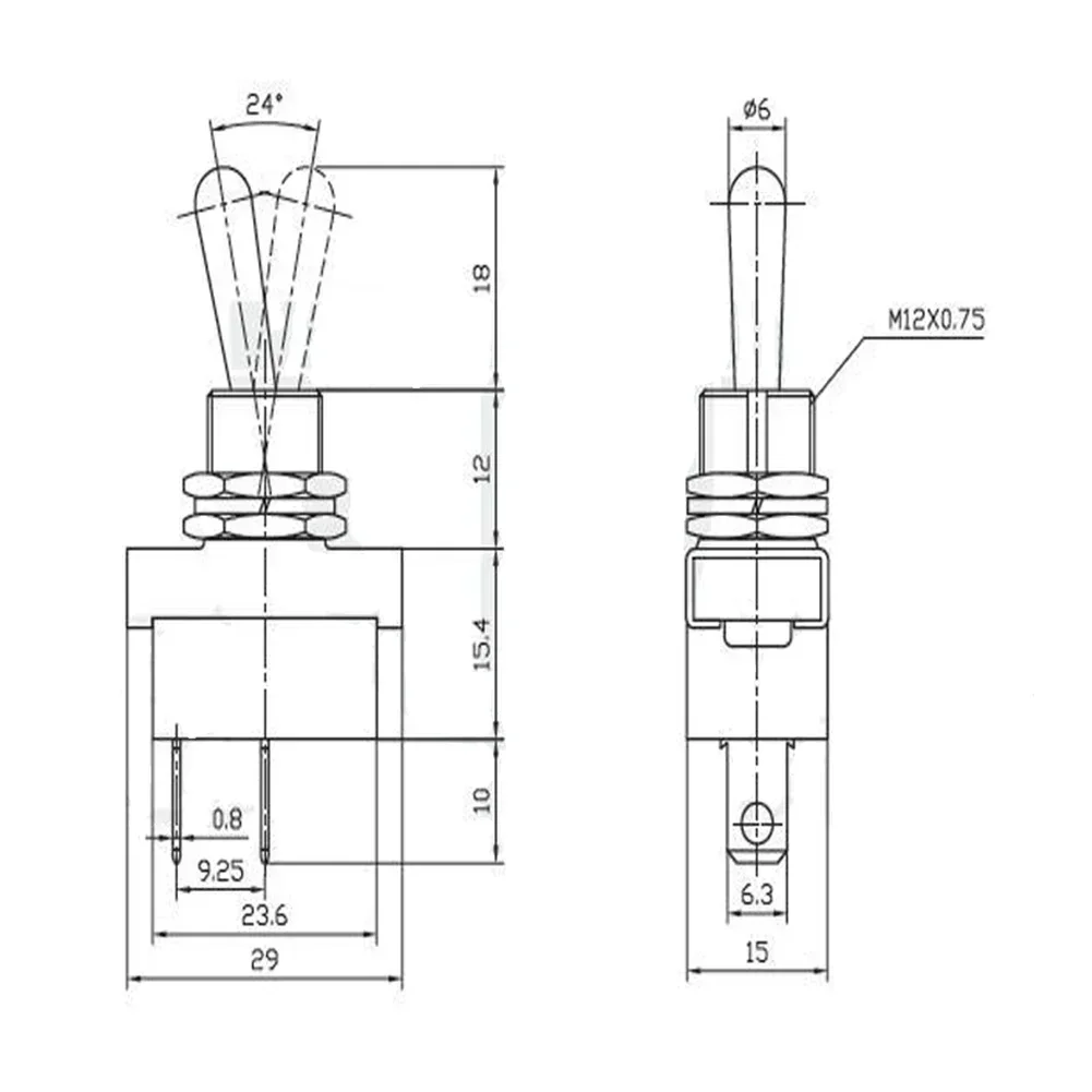 Toggle Switch KN3D-101 Toggle Switch 2Pcs On/Off 12V 25A with 2 Connector Pins and Waterproof Cap