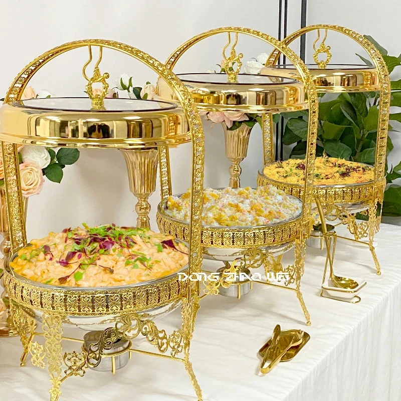 Stainless Steel Catering Golden Buffet Chafing Dish Restaurant Party Food Warmer Hanging Chafing Dishes