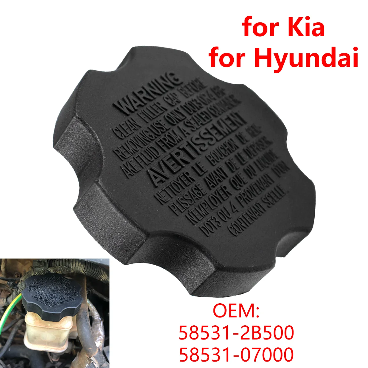 5853107000 Car Brake Master Cylinder Fluid Reservoir Cap Cover for Hyundai Elantra Tucson Accent for Kia Sorento Sportage